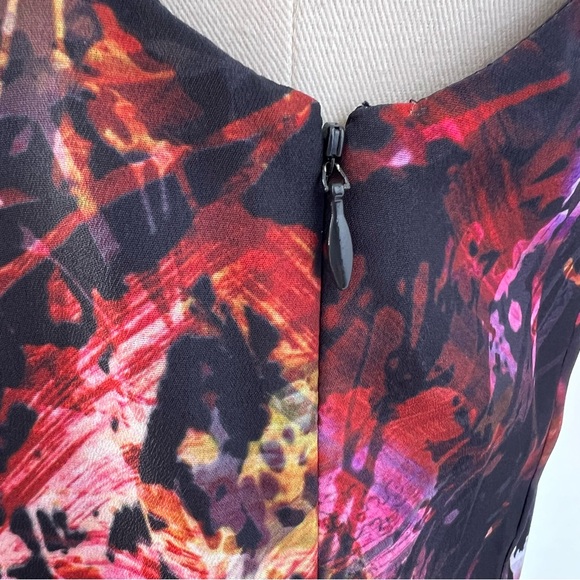 Karen Millen Black & Multicolor Abstract Floral Print Sheath Dress Sz 4 - Picture 12 of 16